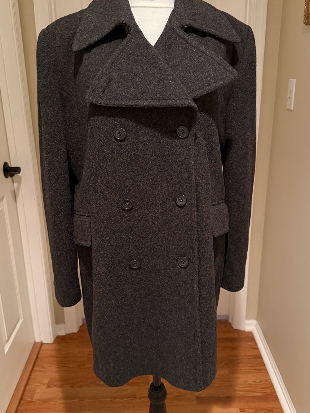 Lord & Taylor Dark Gray Wool Coat Label Detail